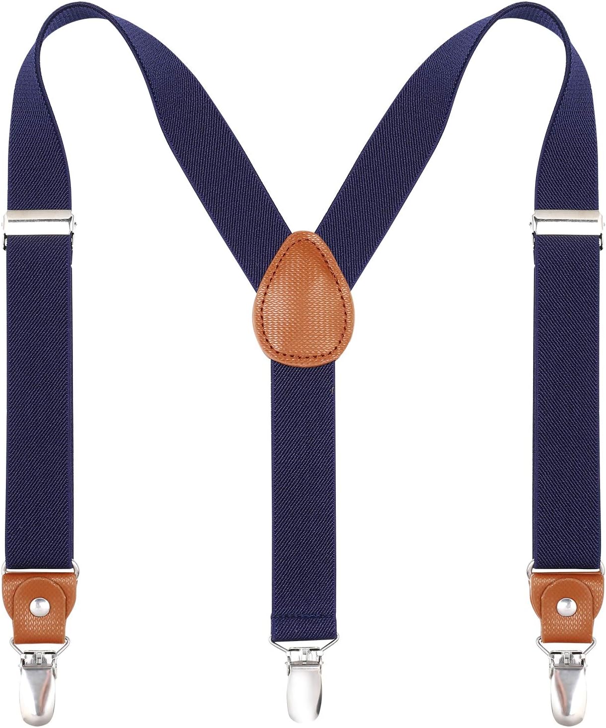 Toddlers Kids Boys Mens Suspenders - Y Back Adjustable Strong Clips Synthetic Leather Suspenders