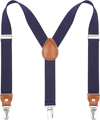 Kajeer Toddlers Kids Boys Mens Suspenders - Y Back Adjustable Strong Clips Synthetic Leather Suspenders