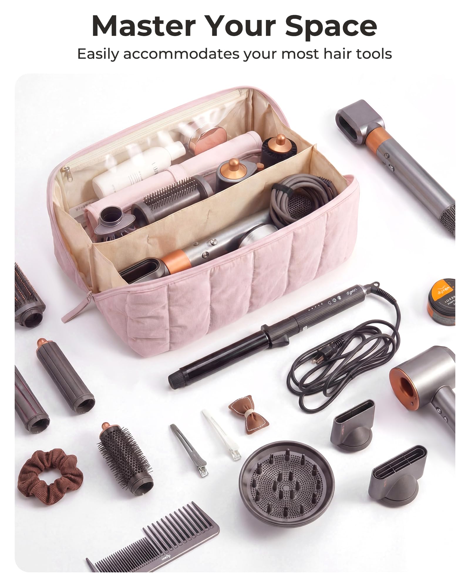 BAGSMART Travel Hair Tool Organizer with Heat-Resistant Mat