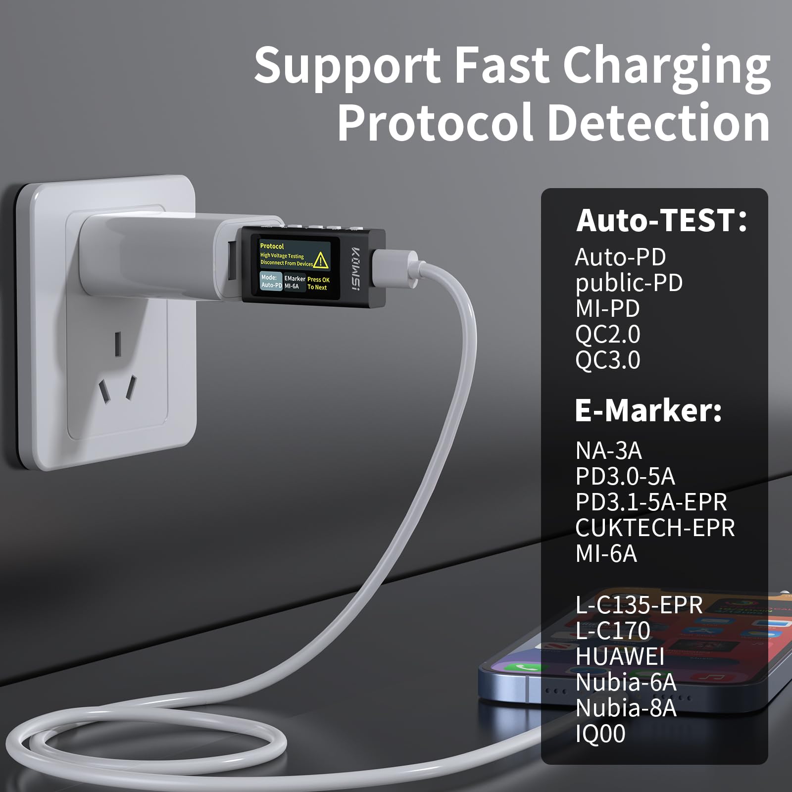USB C Tester Multimetr Cyfrowy 3.3-40V 0-12A, USB-C Woltomierz Amperomierz, Tester Napięcia i Prądu, Miernik Ładowania do Powerbanków, Smartfonów i Ładowarek USB