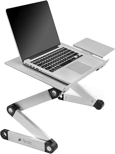 Miniatura 9 de Executive Office Solutions - Escritoriomesasoporte de aluminio ajustable y portátil con ventilación por USB y soporte lateral para mouse para