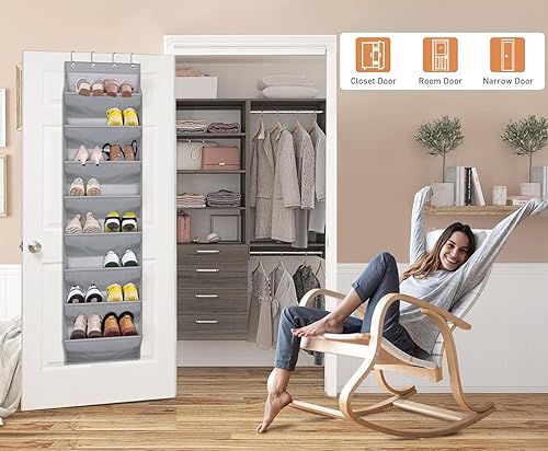 Miniatura 3 de KEETDY Organizador de zapatos sobre la puerta con 8 bolsillos profundos zapatero colgante para colgar en el armario se adapta a 20 pares de soportes