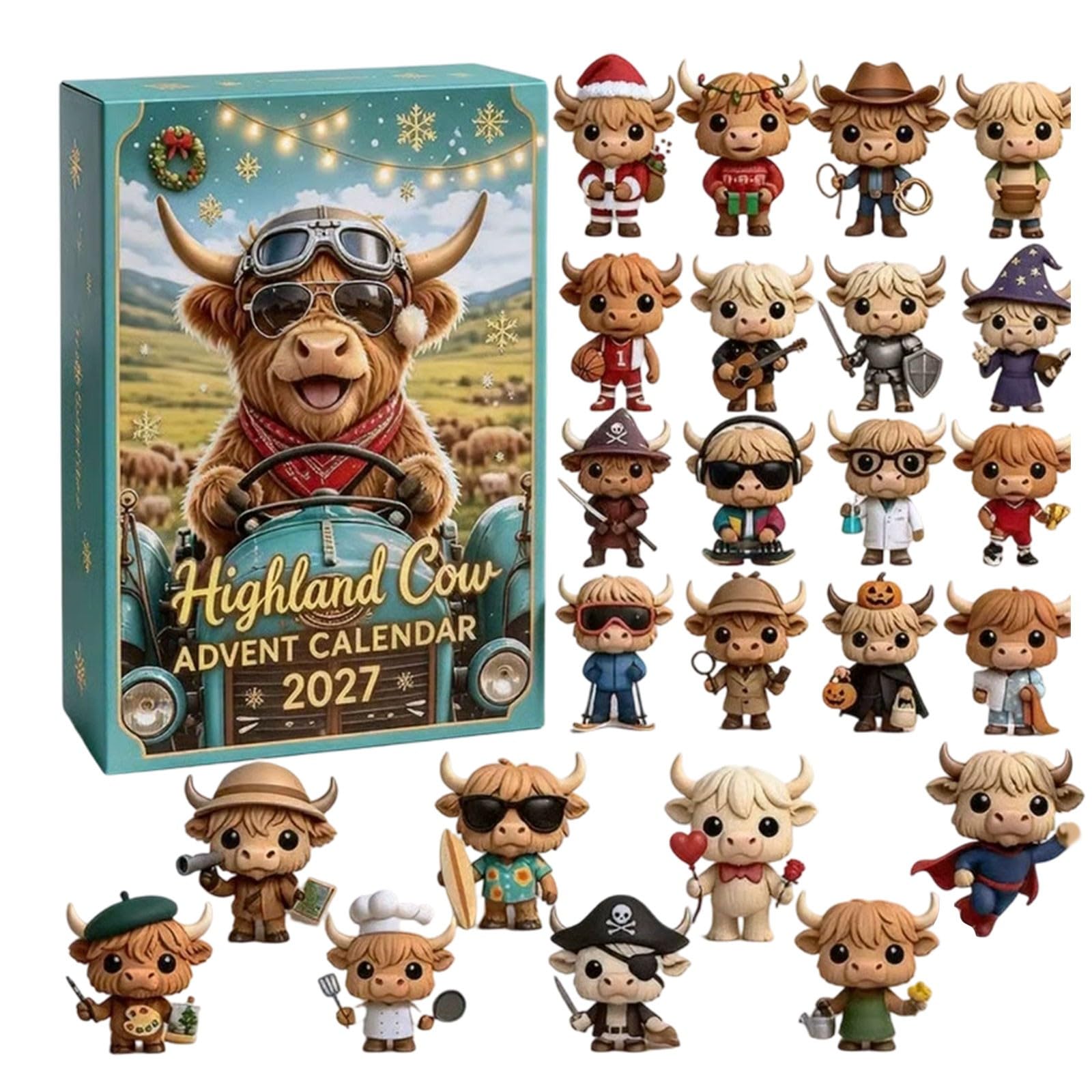 Highland Cow Advent Calendar 2026, 24 day Christmas Countdown Calendars