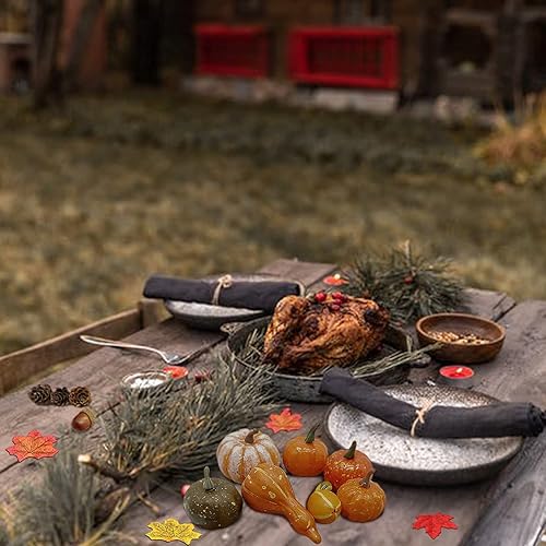 Miniatura 5 de Hojas de Halloween, arce, decoración artificial de Acción de Gracias, mini calabazas, decoración de mesa para otoño, decoración del hogar, gnomos