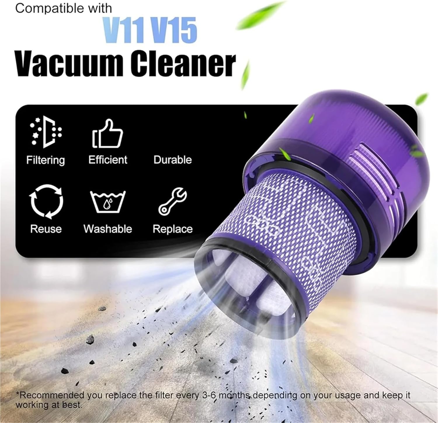 Compatible for Upgraded Canister with HEPA Filter for V11 V15 SV14 SV15 SV22 Vacuum Cleaners, Dust Bin Replacement