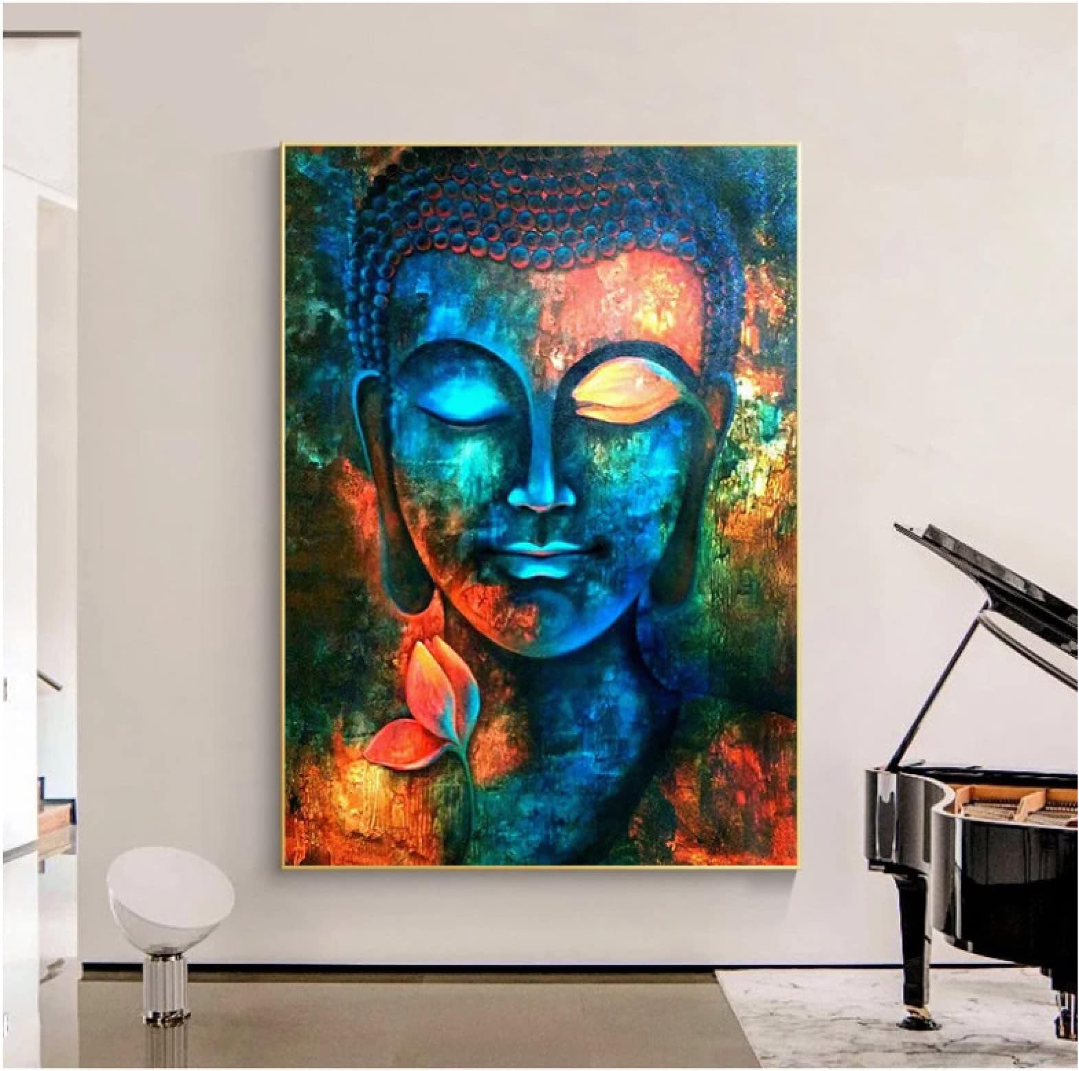 Plamc Abstract Wall Art Colorful Lord Buddha Buddhism Canvas Art Painting Modern Home Decoration Posters And Prints Wall Picture For Living Room Wall Decor,No Frame,40X60Cm