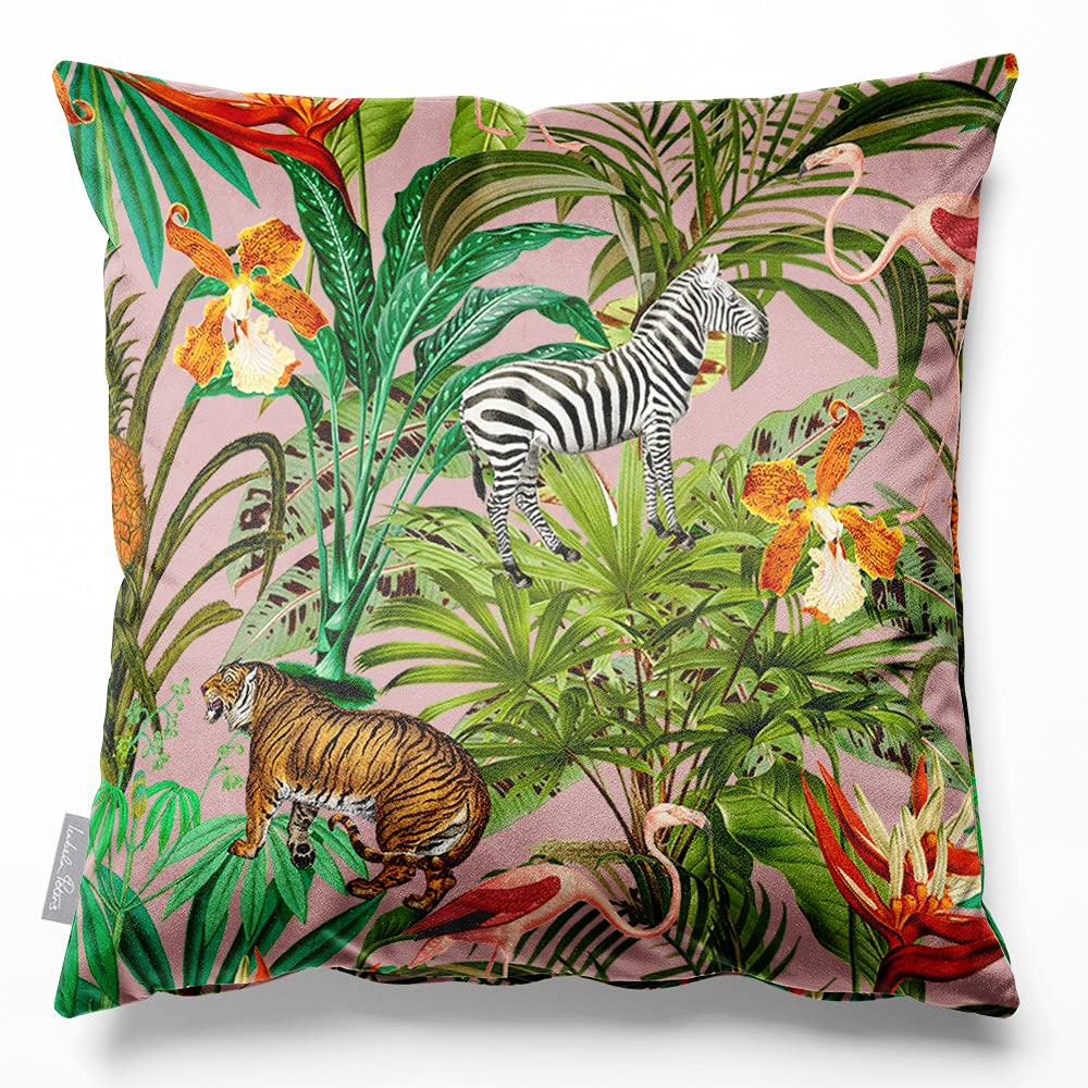 Izabela Peters Rosewater Velvet Cushions - Eco-Friendly, 50 Cm, Jungle Fusion - Chair & Sofa Cushions