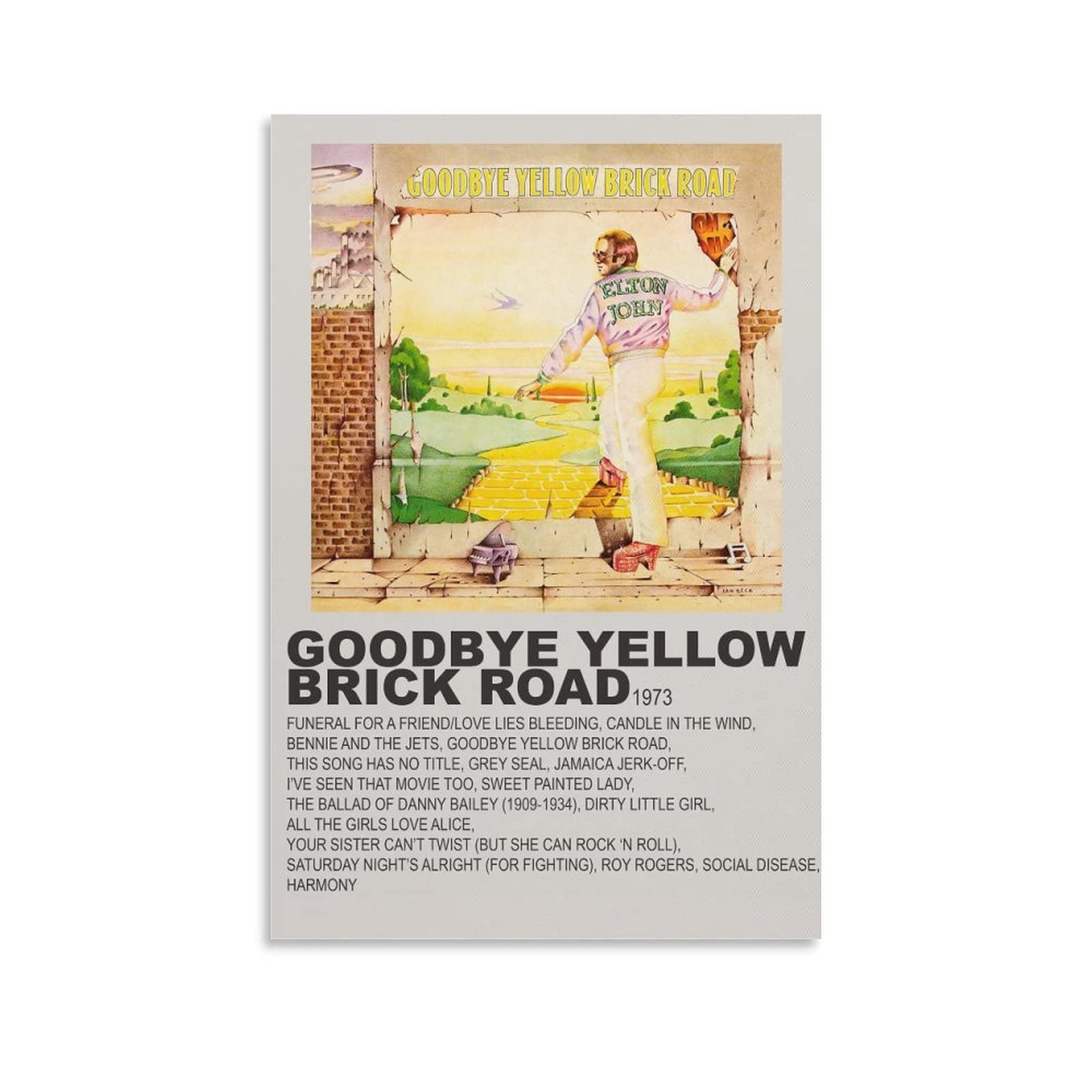 TRAVVA Goodbye Yellow Brick Road by Elton John Canvas Poster Living Room Decoration Bedroom Decoration Gift XINGYI- Unframe-style 12x18inch(30x45cm)