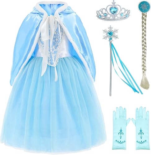 Princess Costumes Fancy Party Birthday,Christmas Dress Up for Little Girls with Accessories