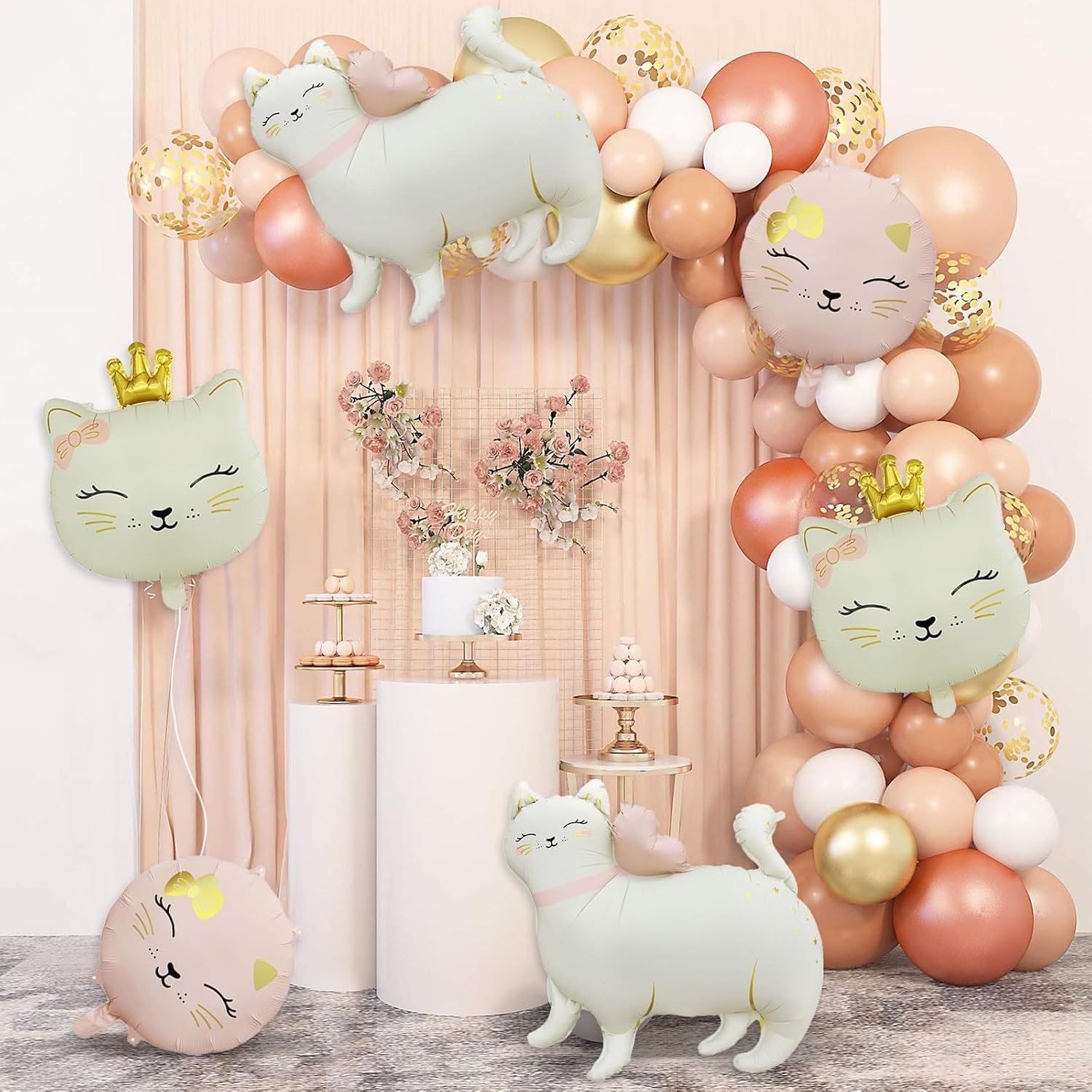 6 Pcs Cat Foil Balloons Giant Cute Pet Cat Balloons Crown Kitty Cat Head Balloons Animal Balloon for Girls Boy Baby Shower Birthday Kitten Theme Birthday Party Decorations image 4