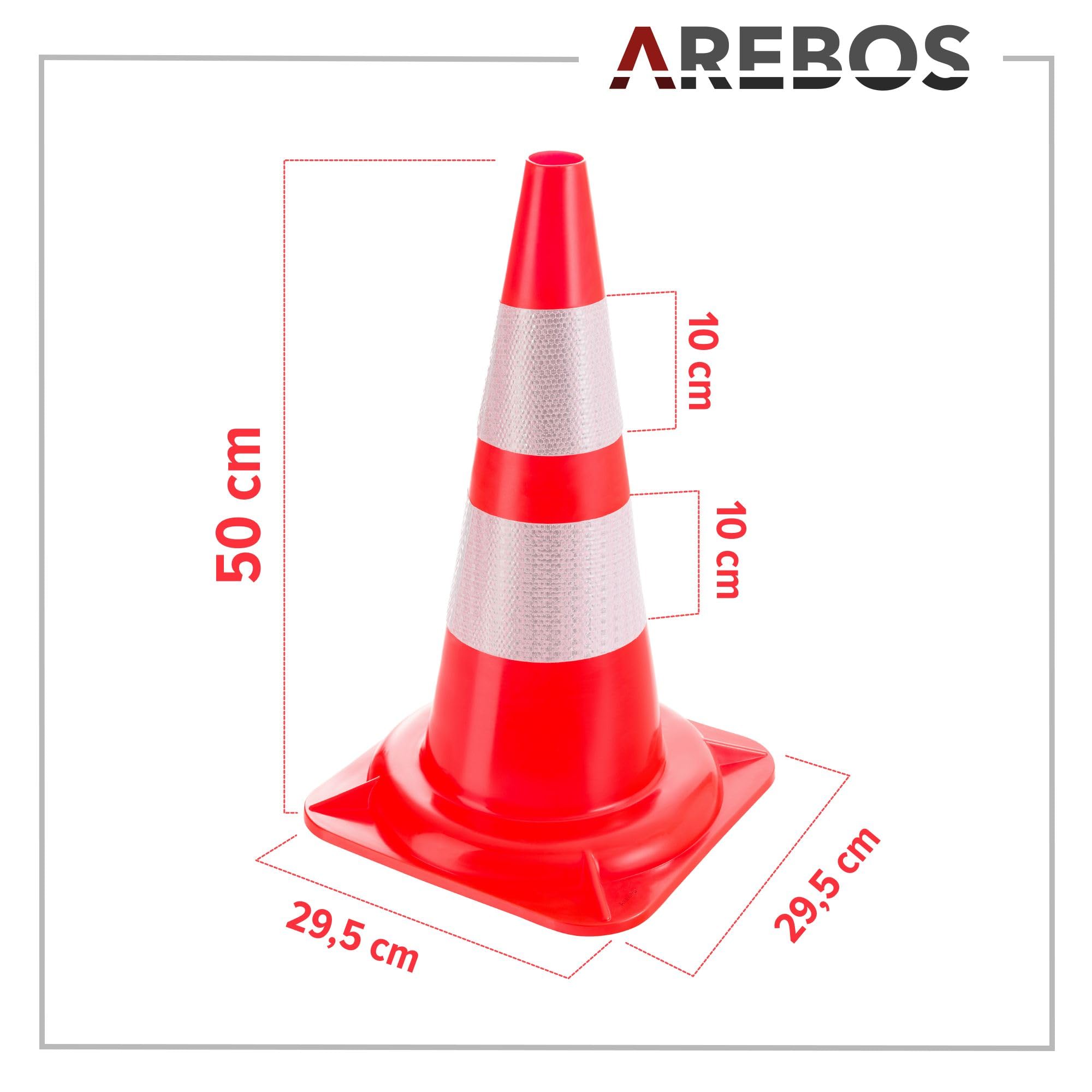 10 x Cono para tráfico Reflectante Naranja-Blanco | 47 cm | Advertencia de Seguridad Conos | Cono