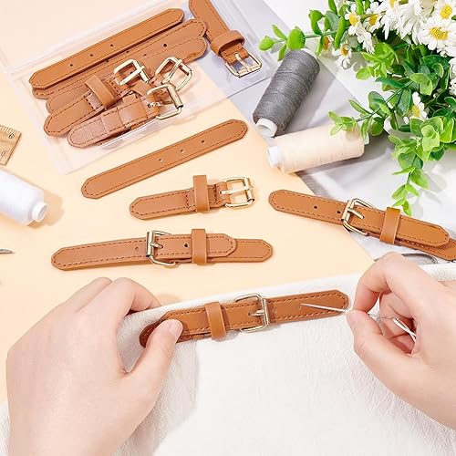 Miniatura 3 de FINGERINSPIRE 8 pares de cierres de cuero para coser, de piel de camello, hebilla para coser, con cierre de metal, palanca de presión de repuesto