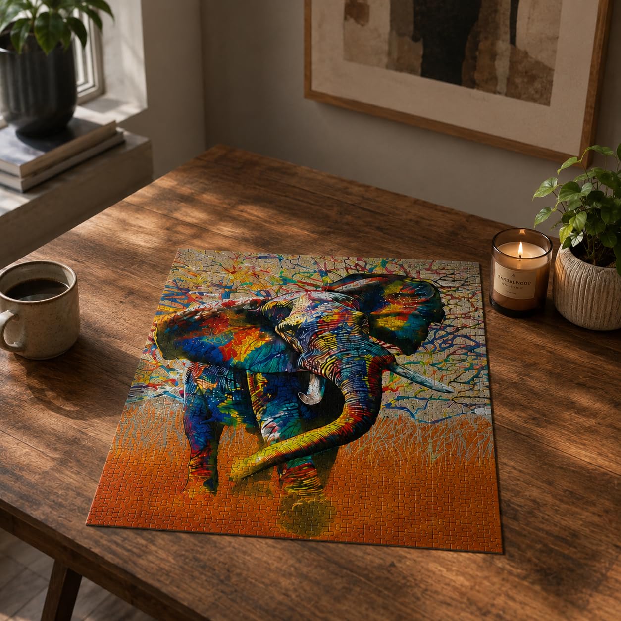 Puzzle 1000 Pièces Éléphant Coloré - Jouet Créatif - Décoration Maison