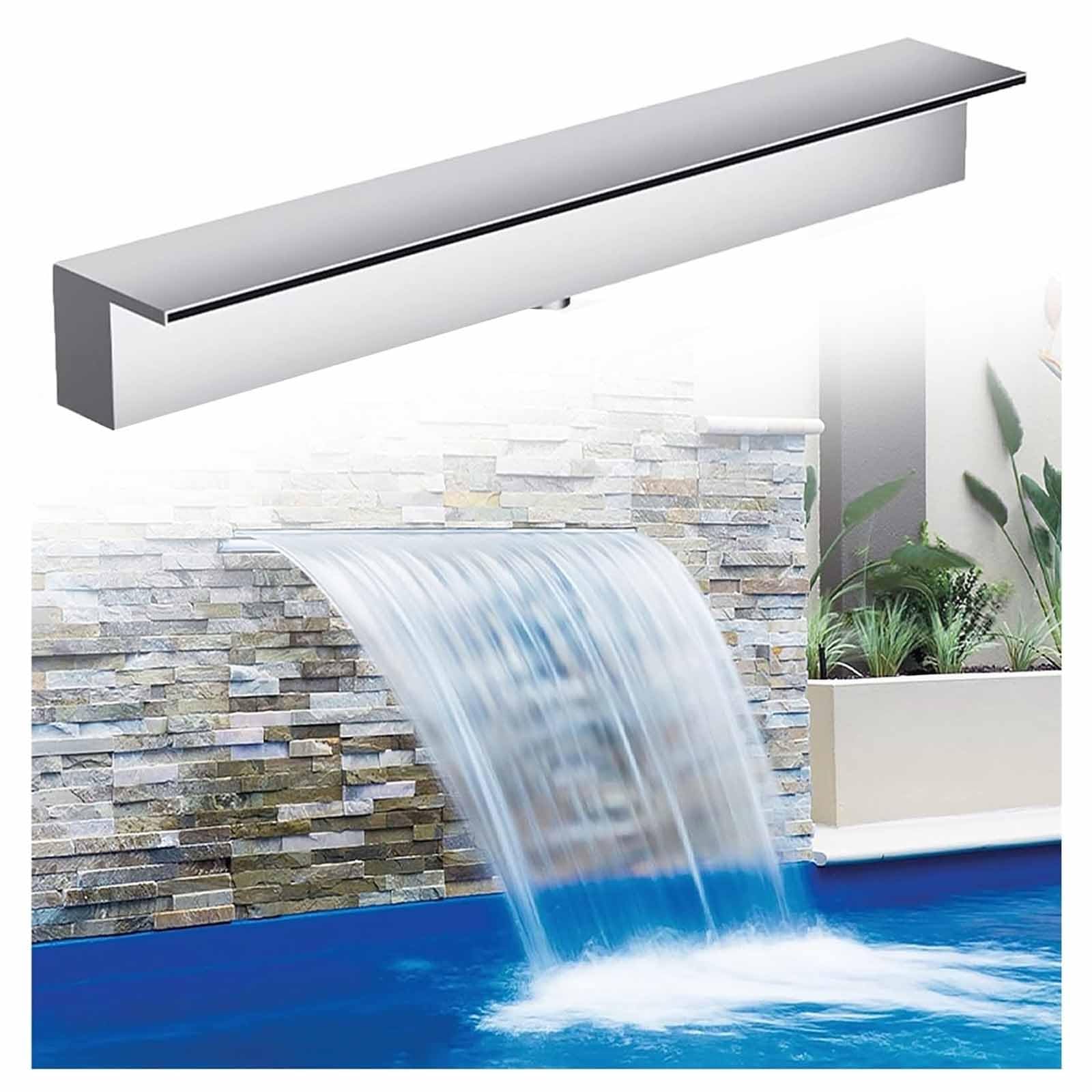 304 Stainless Steel Waterfall Spillway Kit for Pond Pool Fountain, Outdoor Patio Water Feature, 90cm (35.4in) Decorative Waterfall Outlet