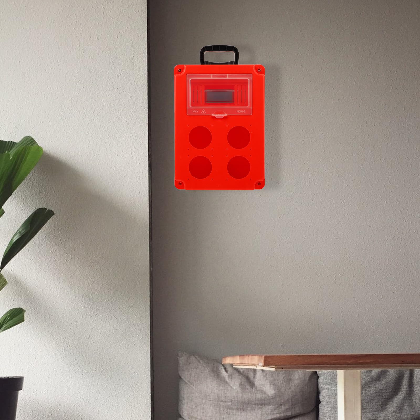 Caja de Protección de Distribución de Plástico Rojo | Caja de Interruptores, Uso en Casas, Acabado Moderno, Resistente y Fácil de Limpiar