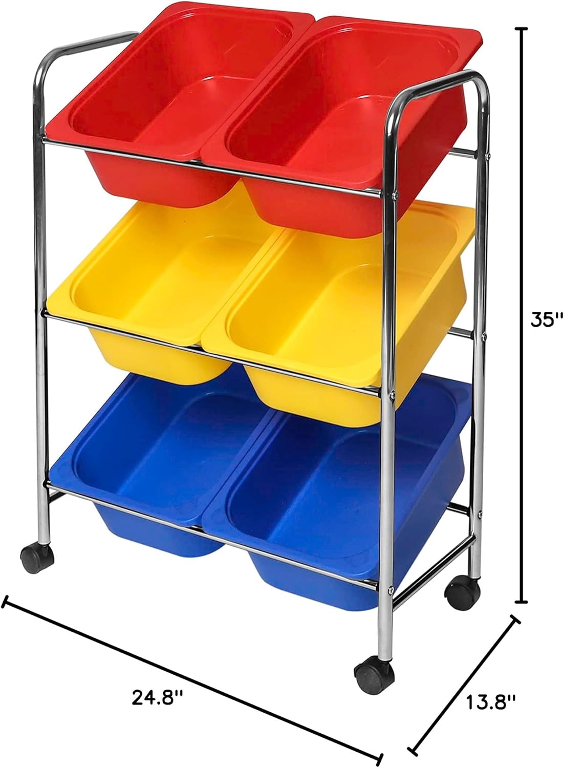Multicolor 6-Bin Rolling Utility Organizer Storage Cart