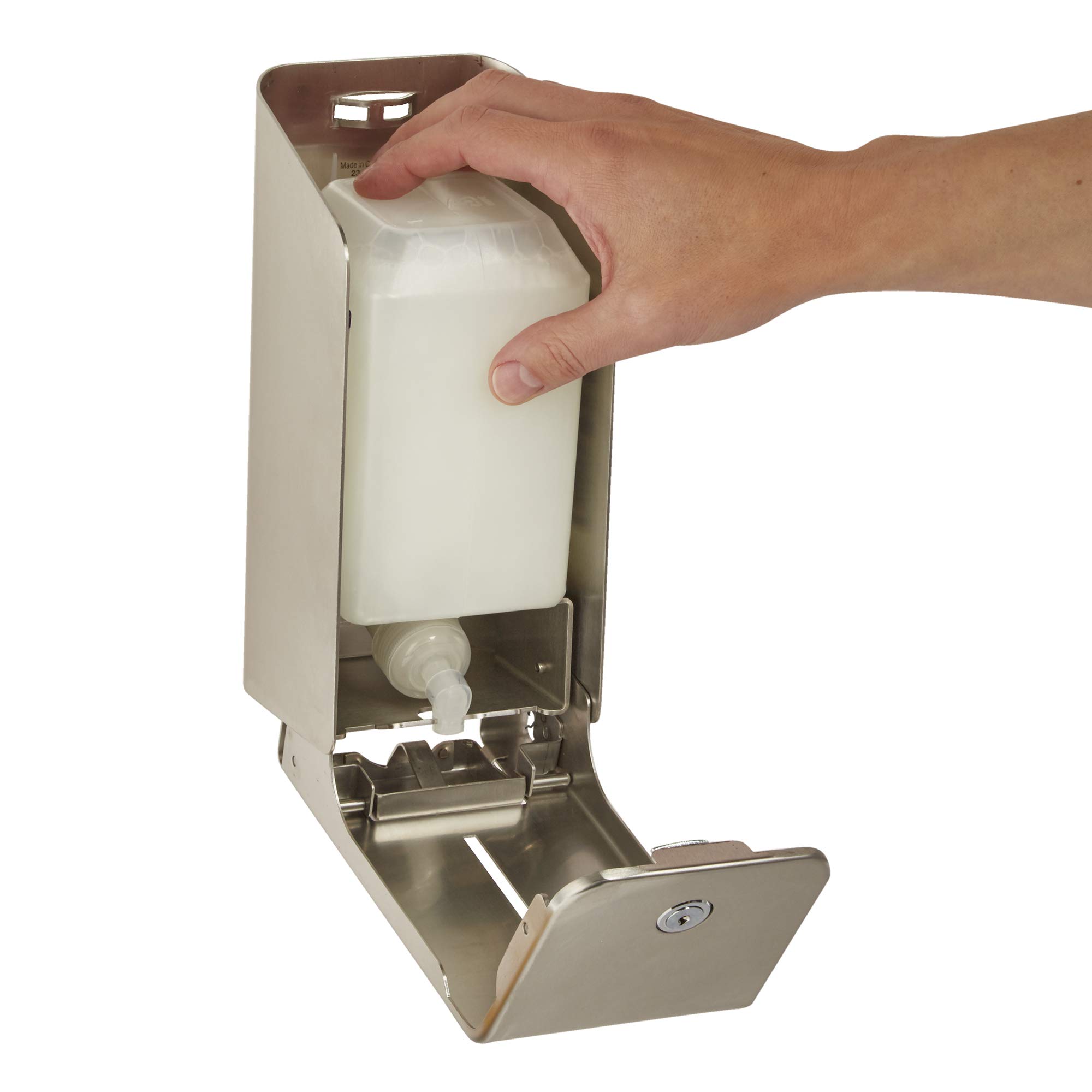 Kimberly-Clark 8973 Dispensador de Jabón para el Lavado de Manos Profesional, para Cartuchos de Jabón de 1 L, Montaje en Pared, Acero Inoxidable, 08973010