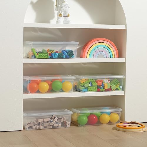 Miniatura 6 de novelinks Paquete de 12 contenedores de almacenamiento de plástico de 6 cuartos con tapas, contenedores transparentes apilables con pestillos