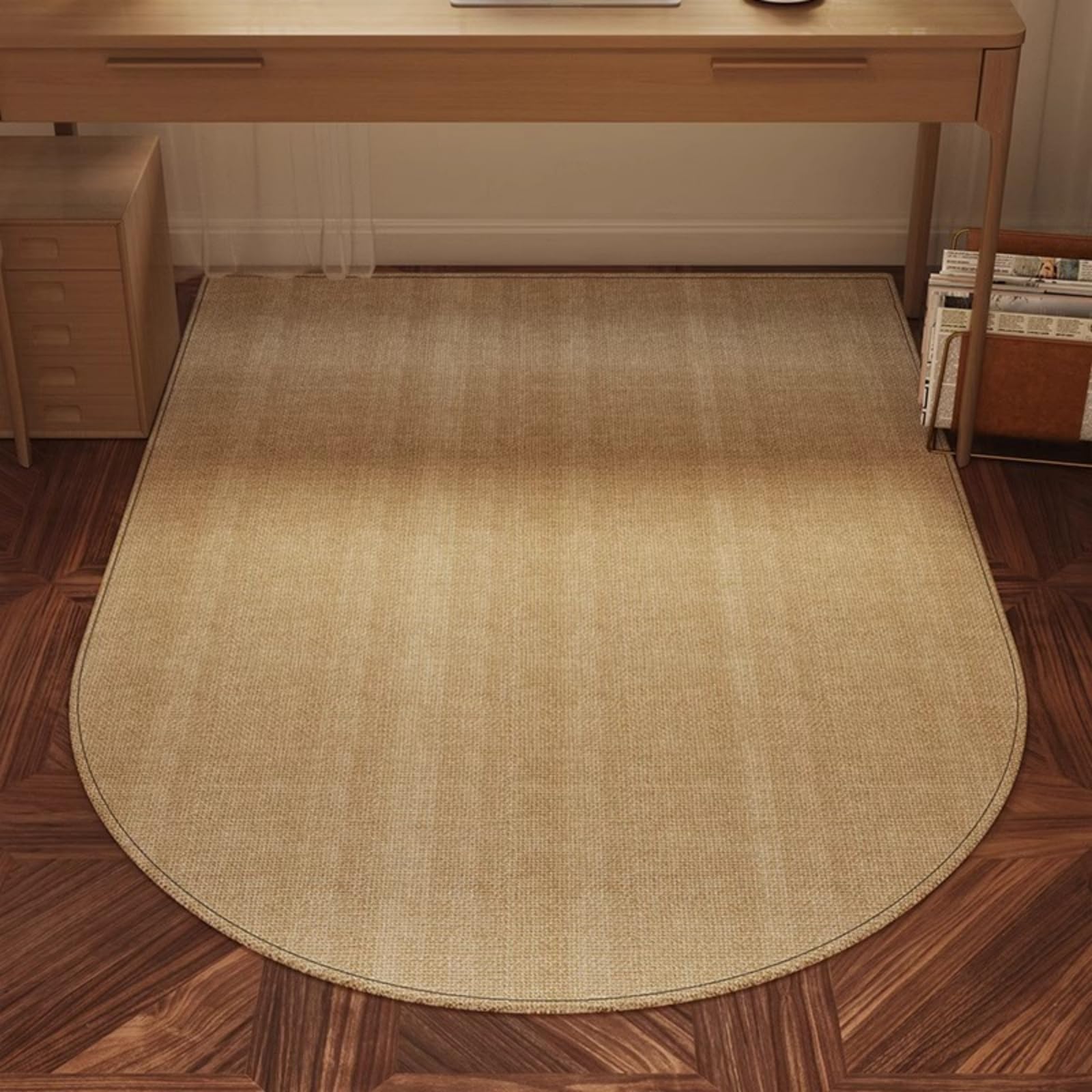 Tapis de bureau antidérapant en demi-cercle pour protection du sol, idéal pour chaises de bureau sur parquet et carrelage, 100 x 160 cm, design élégant et durable