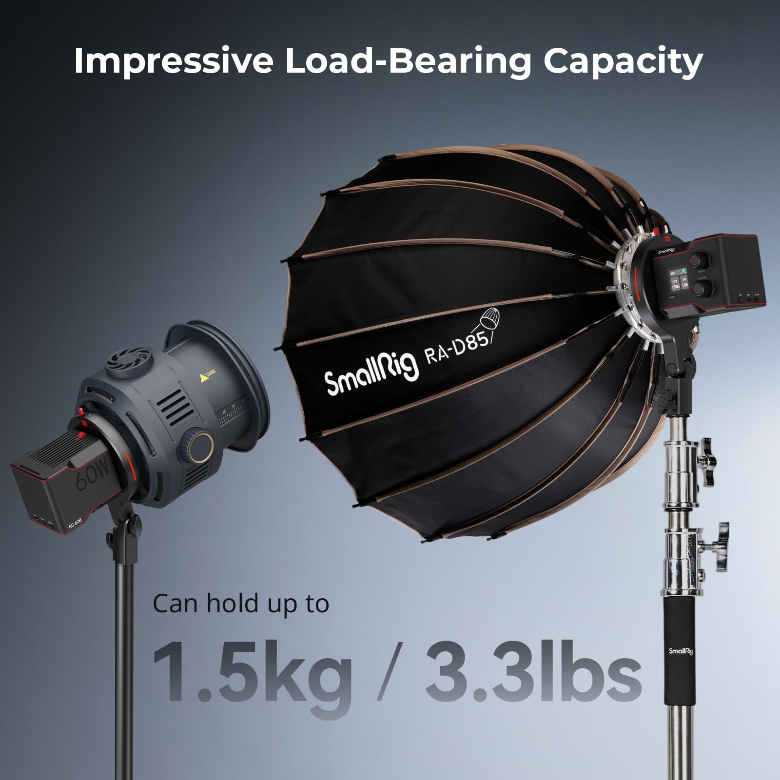 SMALLRIG Support Bowens, Adaptateur d'Anneau de Vitesse Softbox pour SMALLRIG RC 60B COB Lampe Vidéo, Compatible avec Les Accessoires Standard de Montage Bowens, 1,5 kg Capacité de Charge - 4476