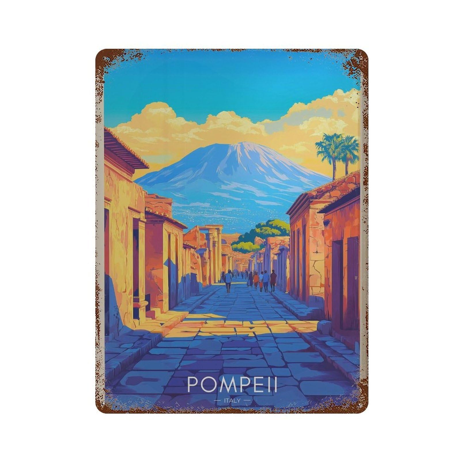 xiaoxiaoshen Pompeii Travel Italy Volcano Wall Decor Art Metal Tin Poster Modern Home Decor Art Home Bar Shop Decorations Vintage Sign 40x30cm