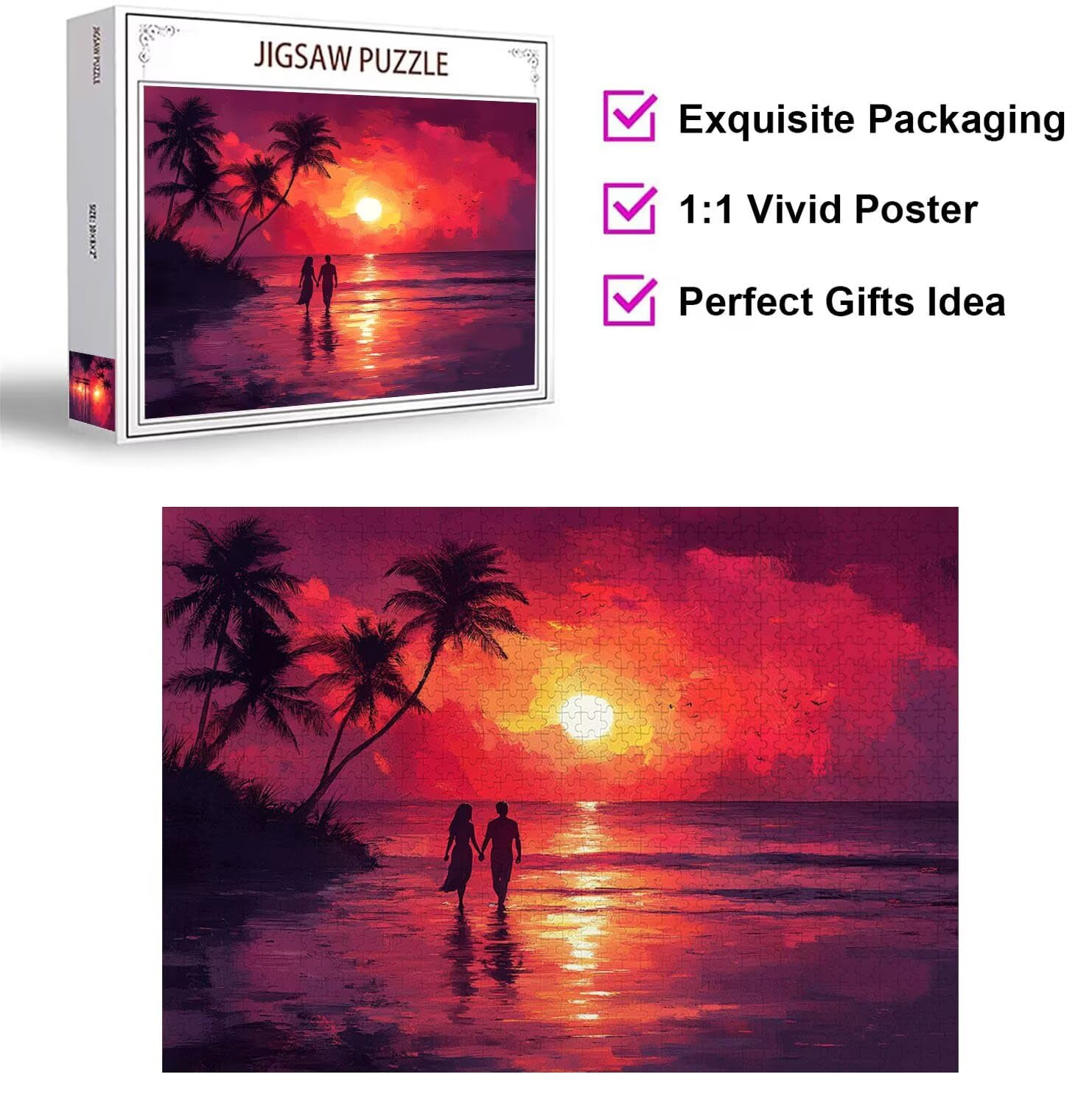 Puzzle 6000 Pezzi Coppia Puzzle Classici per Gioco Familiare, n-699 | Impossibile Puzzles, Intrattenimento Creativo, Rilassamento Intelligence, Regalo per Amore e Amico, Home Decor, Sole calante