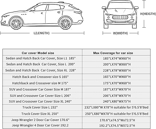 Miniatura 7 de Leader Accessories Funda impermeable para automóvil para todo tipo de clima, 7 capas de aluminio y algodón, cubierta exterior completa con puerta