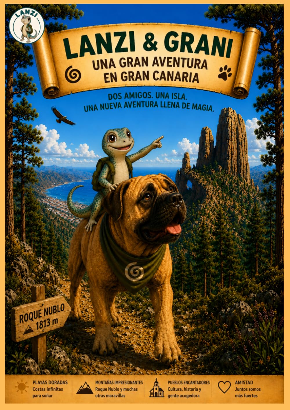 Lanzi y Grani: Una gran aventura en Gran Canaria: Dos amigos. Una isla. Una nueva aventura llena de magia. Libro para colorear con cuentos para niños (Las aventuras isleñas de Lanzi)
