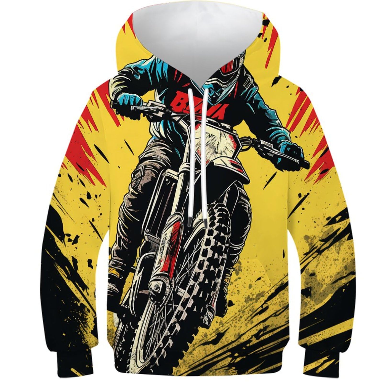 Sweat capuche moto impression 3D relief pour adolescent mixte - 8