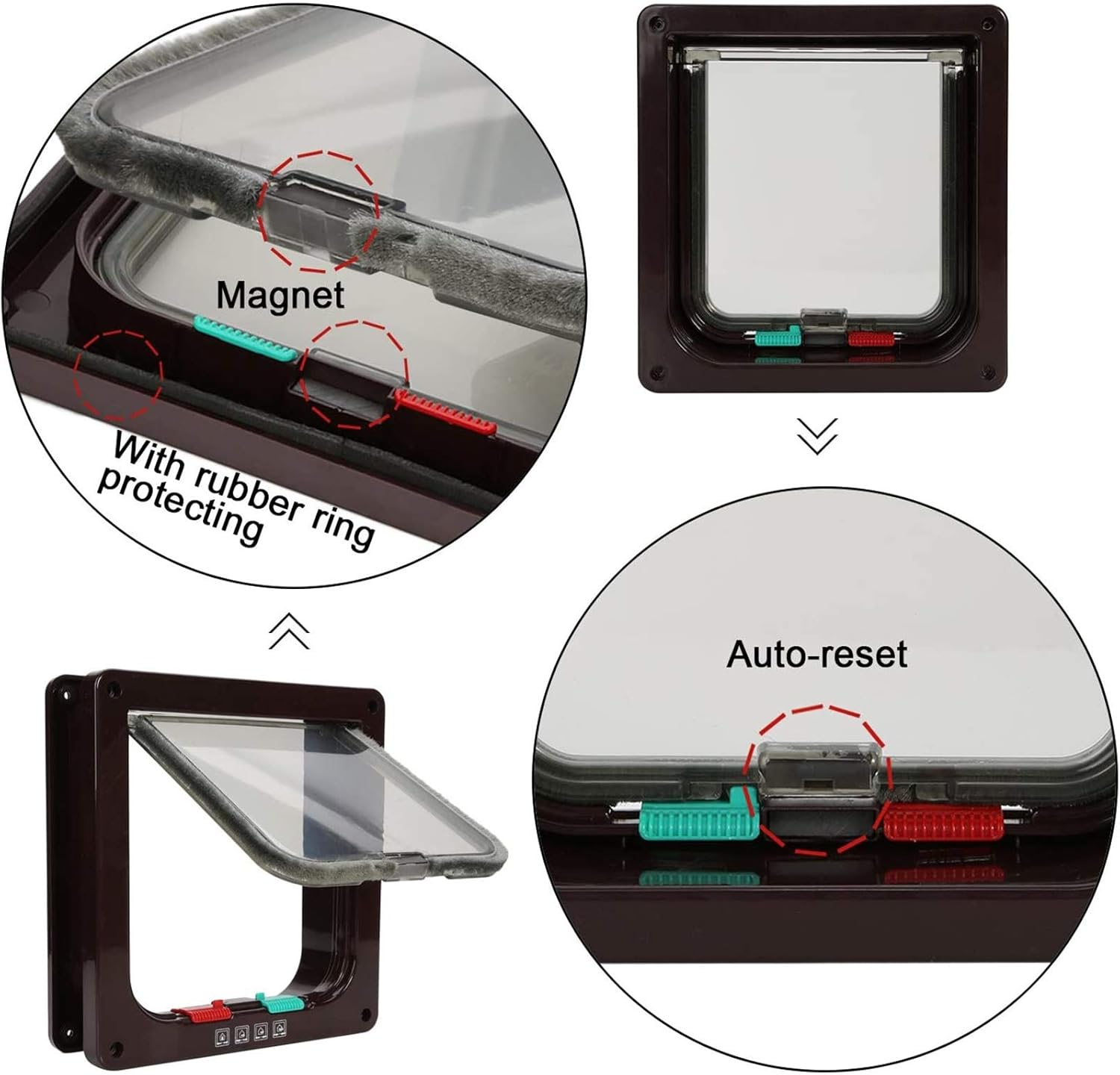 Cat Door Hua Pet Door/cat Flap Easy to Install, with Four-Way Locking, Transparent Free Entry and Exit Flap Door for Glass Door Window and Wall, 3 Sizes (Size : Medium)