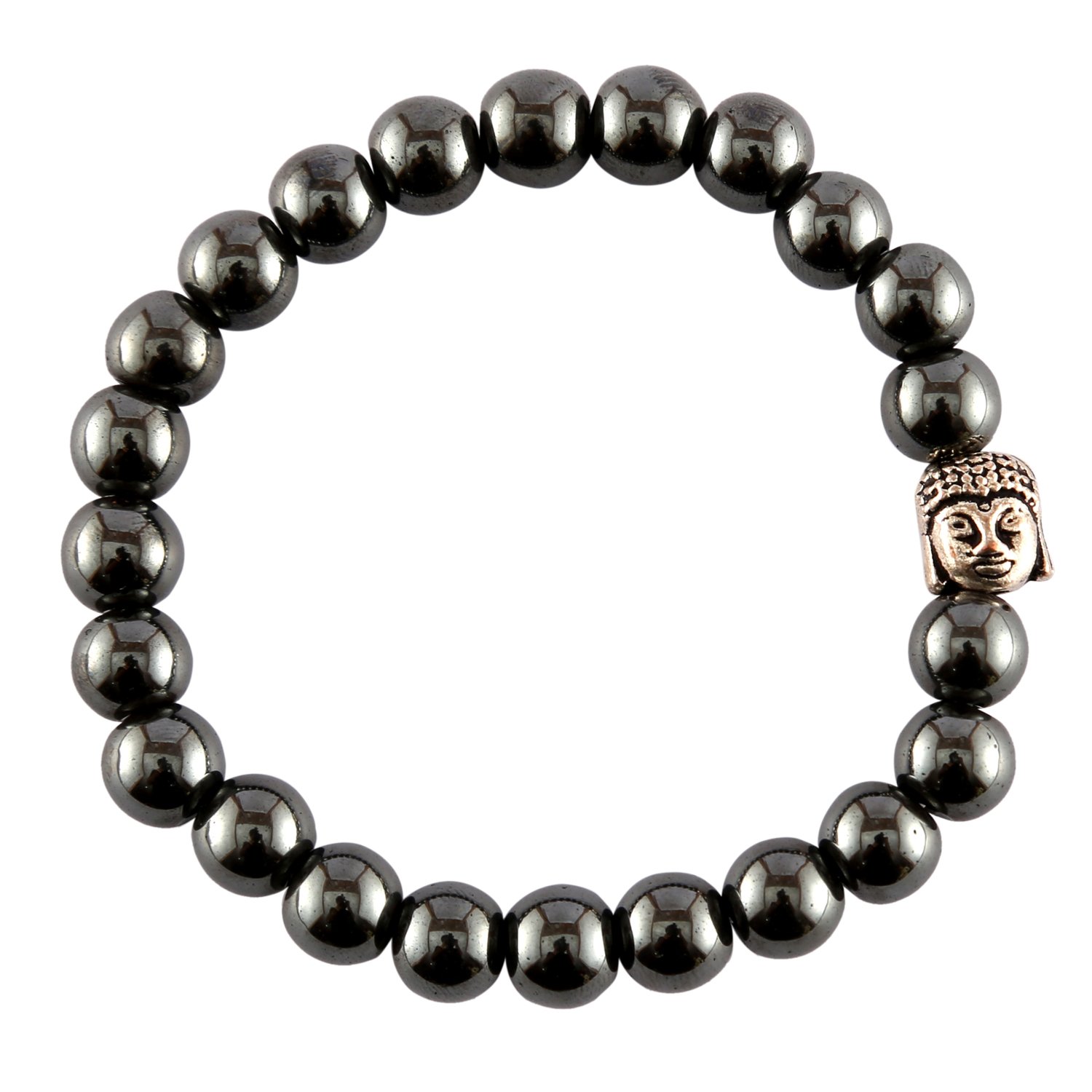 spiritualelementzSpiritual Elementz Reiki Charged Gift Natural Beads Hematite Bracelet Gemstone Chakra Stretch Bracelet 7-8 mm (21-24 Beads) Unisex for Healing (Stone for Clearing Away Negative Feelings)