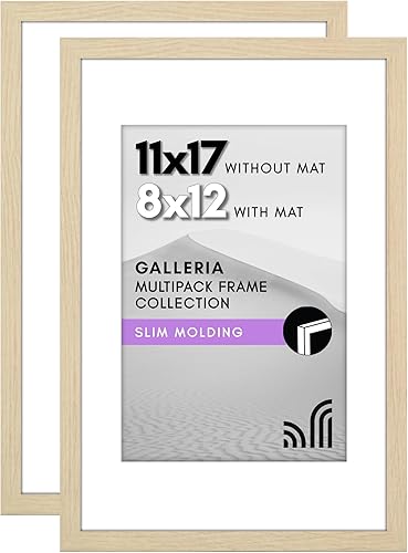 Vista 767 de Americanflat Portarretratos de 8 x 12 pulgadas con plexiglás pulido, juego de 2 portarretratos de 6 x 8 pulgadas con paspartú o para fotos de 8 x 12