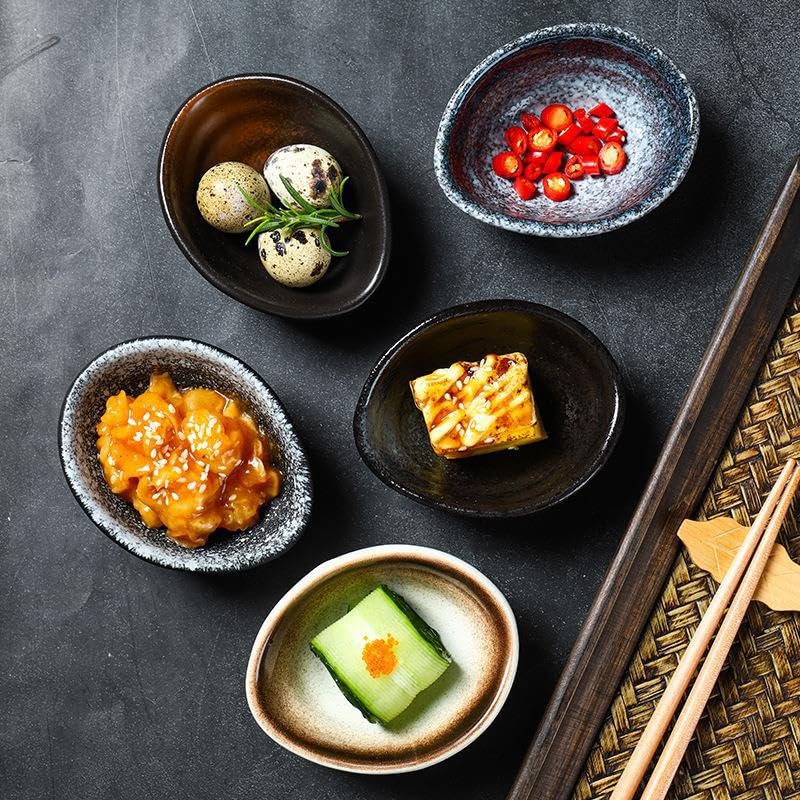 Serviertablett Japanische Gewürzschale Haushalt Keramik Gewürzschale Sojasauce Dish Essig Dish Dipping Dish Food Tray (A)