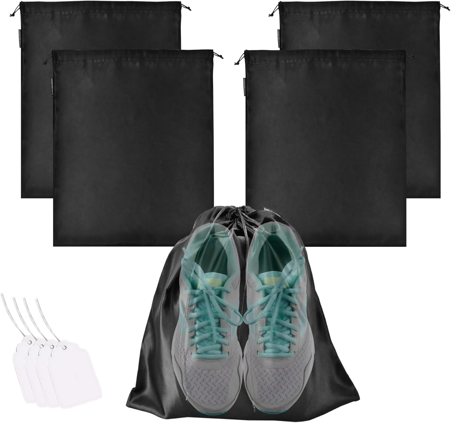 4 Pack Shoe Bags for Travel, Drawstring Travel Shoe Bags for Packing, Washable