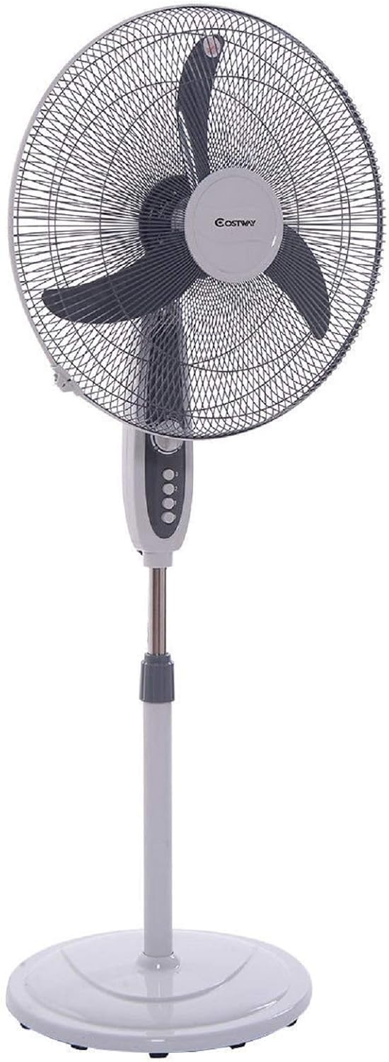 Costway 18-Inch Pedestal Fan 3-Speed Oscillating Stand w/ Manual Control Timer