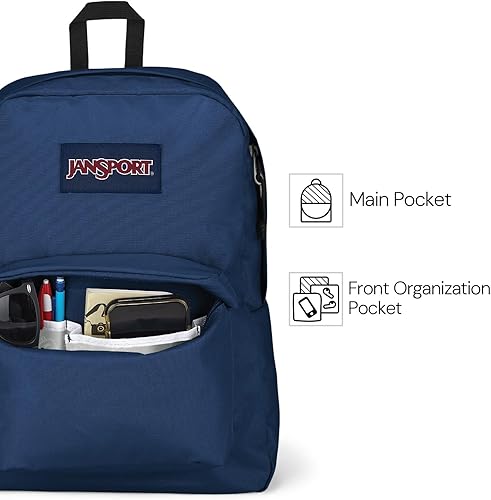 Miniatura 8 de JanSport - Mochila Superbreak Plus para escuela, trabajo, viajes o para la laptop, con bolsillo para botella de agua, estampado Red Tape