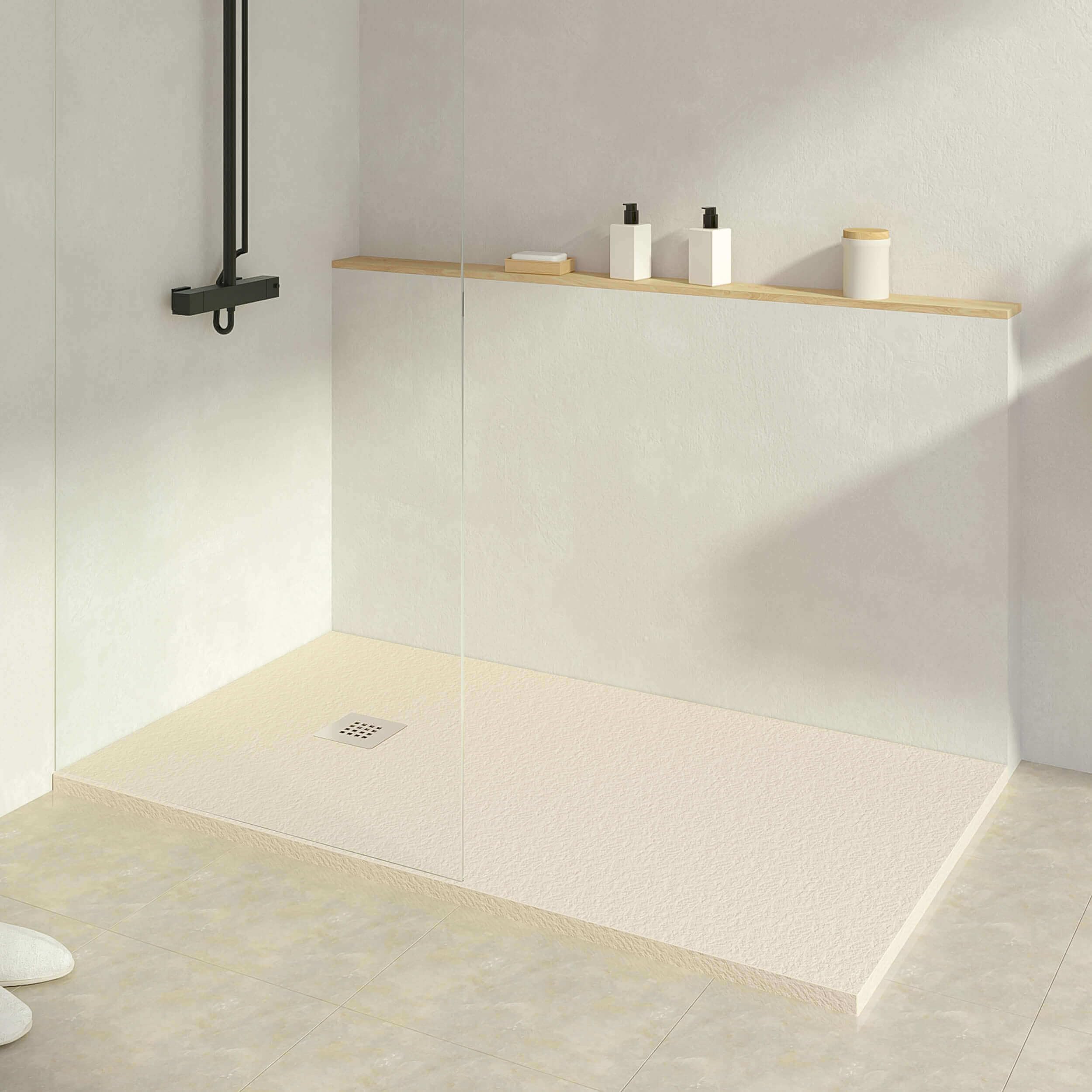 KOES - Resin shower tray model INDO – 100x140 – White RAL 9003 - 3
