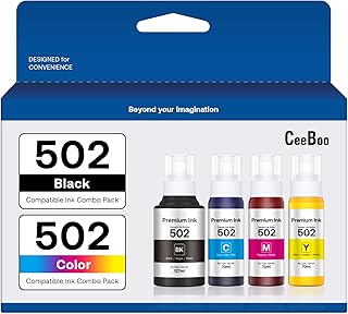 Compatible 502 High Capacity Ink Bottles Replacement for Epson Compatible 502 Ink Refill Bottles (Not Sublimation Ink) Use for EcoTank ET-2850 ET-3830 ET-3850 ET-2760 ET-3760 ET-15000 (4 Bottles)