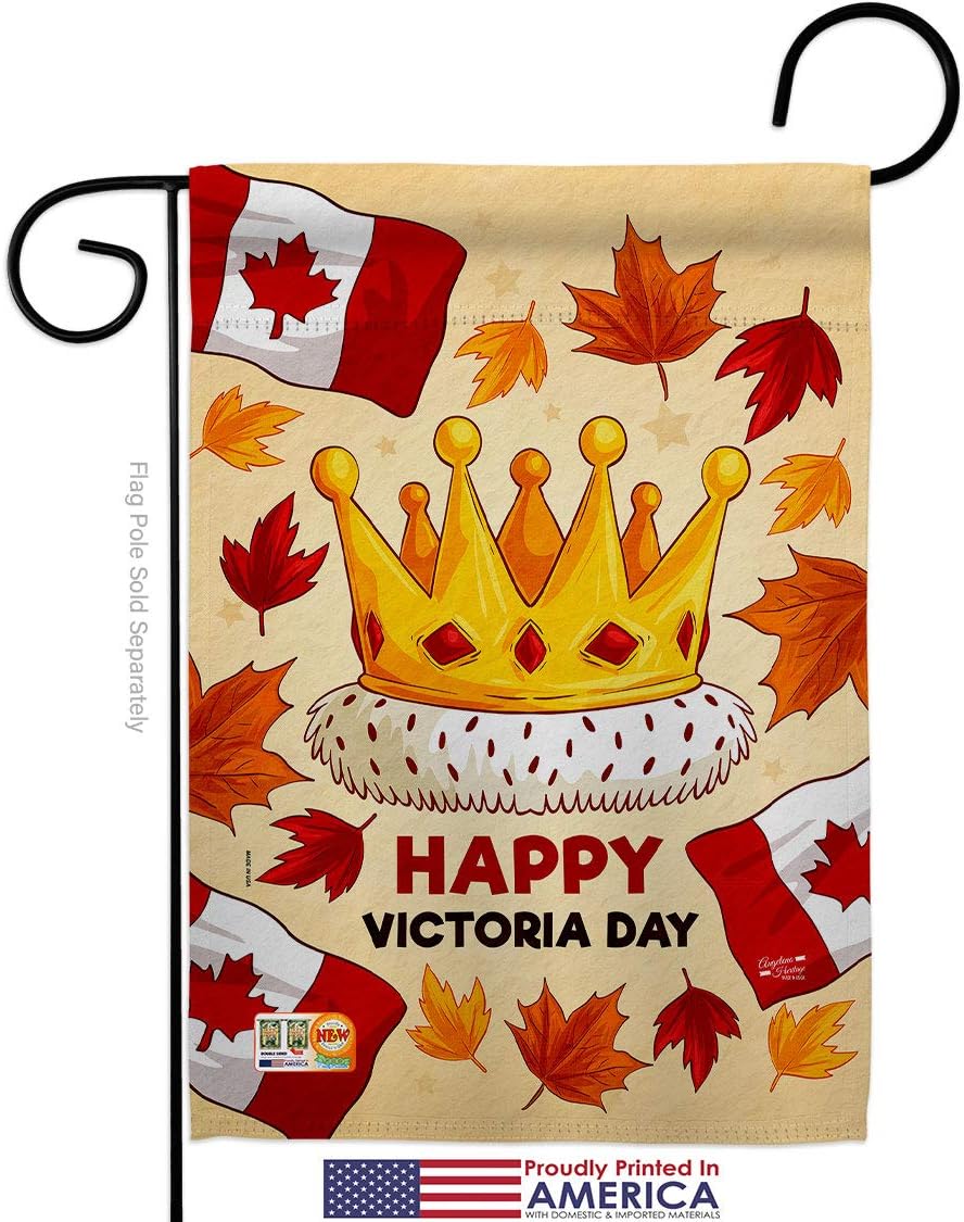 Happy Victoria Day Garden Flag Set Wall Holder Regional Canada Canadian Territories Region Country Particular Area Small Decorative Gift Yard House Banner Made In USA 13 X 18.5