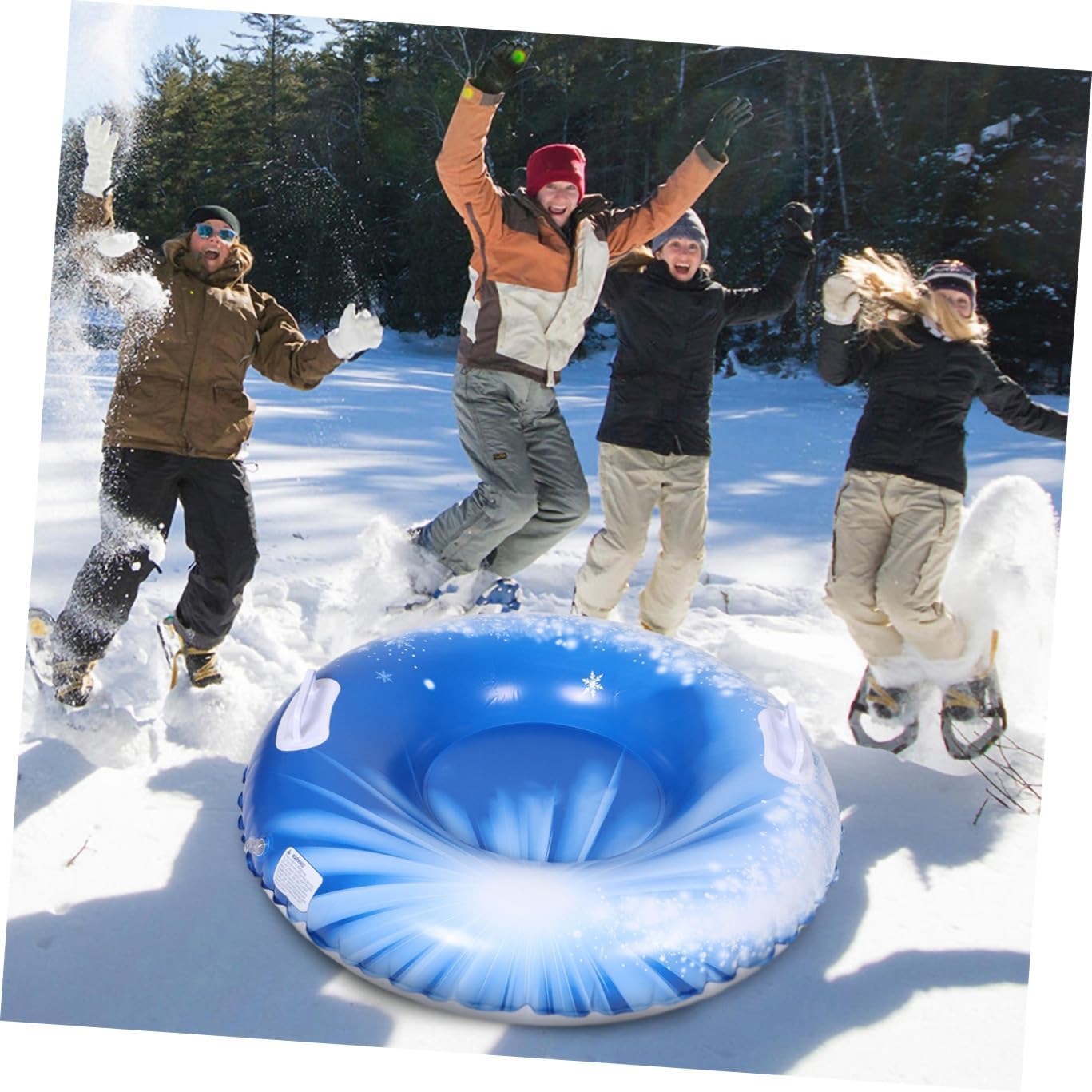 UPKOCH Inflatable PVC Snow Tube Sled for Winter Outdoor Sledding Heavy Duty Snow Sled with Handles and Family Fun