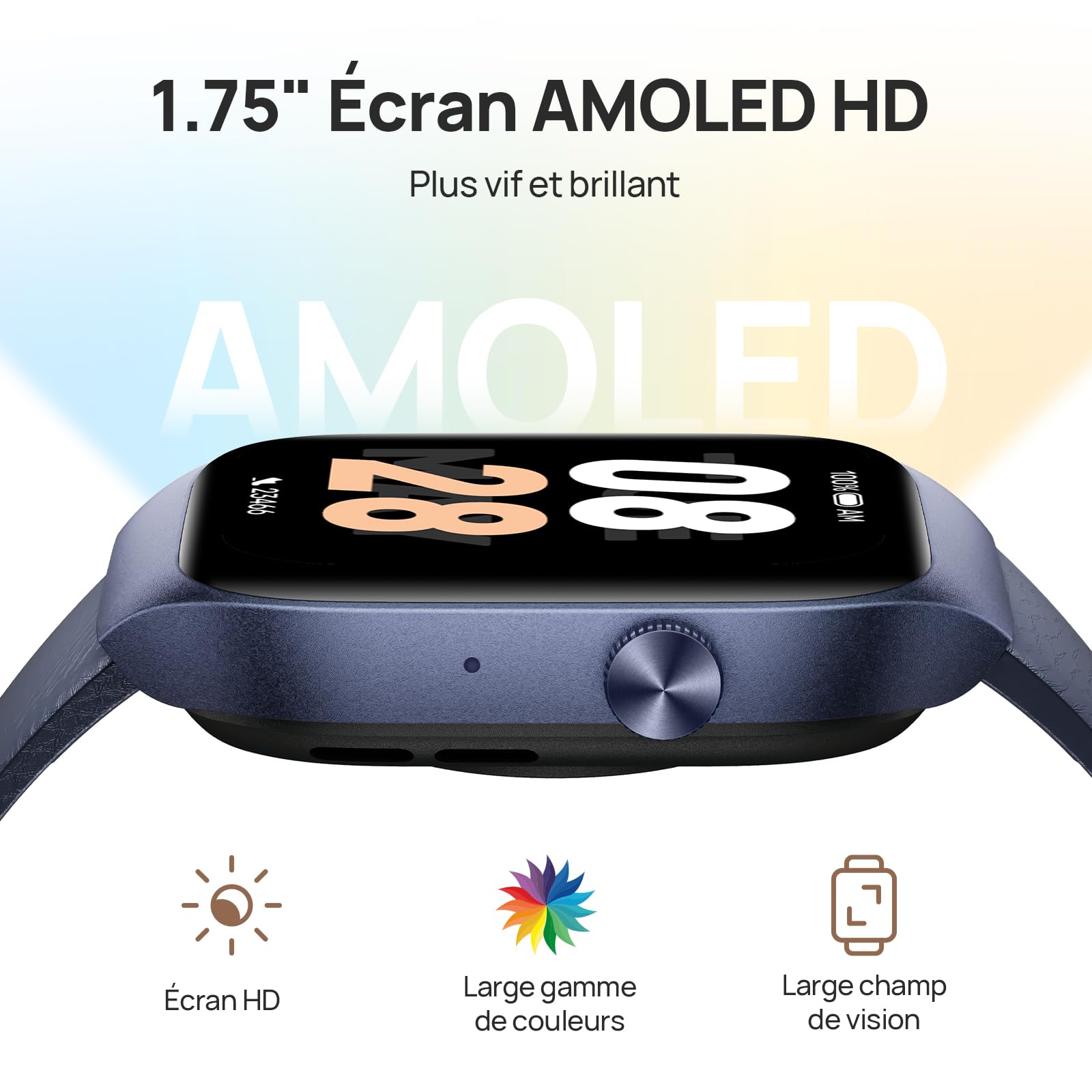 Mibro T2 Montre Connectée Homme Femme, AMOLED 1,75", 8 Jours, GPS Précis | Appels Bluetooth, avec Suivi Cardio Féquencemètre/Sommeil/SpO2, Bracelet Cuir Élégant, pour iPhone Android Samsung