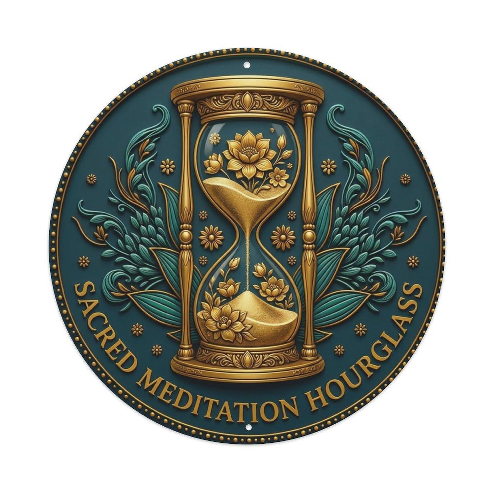 Vintage Sacred Meditation Hourglass Flower Zen Yoga Vintage Metal Tin Sign Plaque Wall Decor for Cafe, Club Bar, Office, Garden Metal Poster 8x8Inch