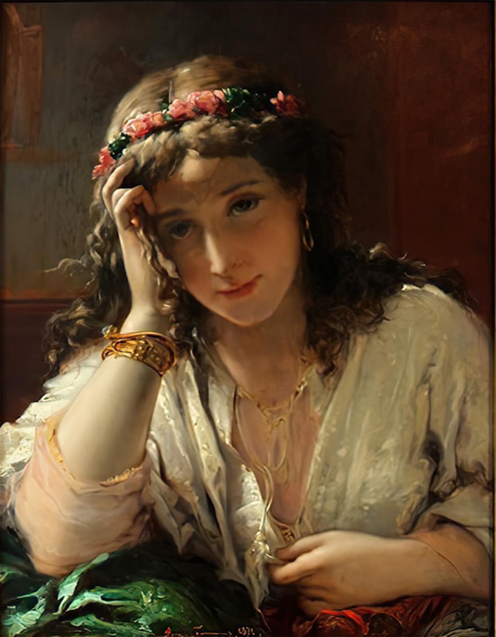SERENDIPITP Vintage Picture Print on Canvas Wall Art Poster Portrait of a Young Woman by Pierre Oliver Coomans Artwork Print Poster for Wall Decor 60x90cm