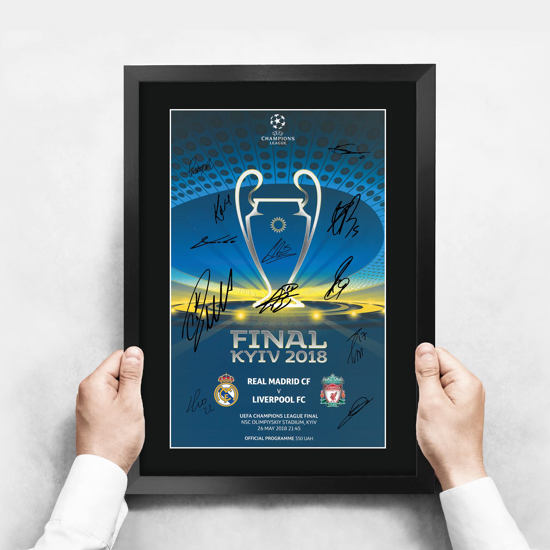 HWC Trading FR A3 Real Madrid 2018 Champions League Final Programme Drukowane Pamiątki Sygnowane Autografami Plakat Dla Kibiców I Kibiców Piłki Nożnej - A3 Oprawiony