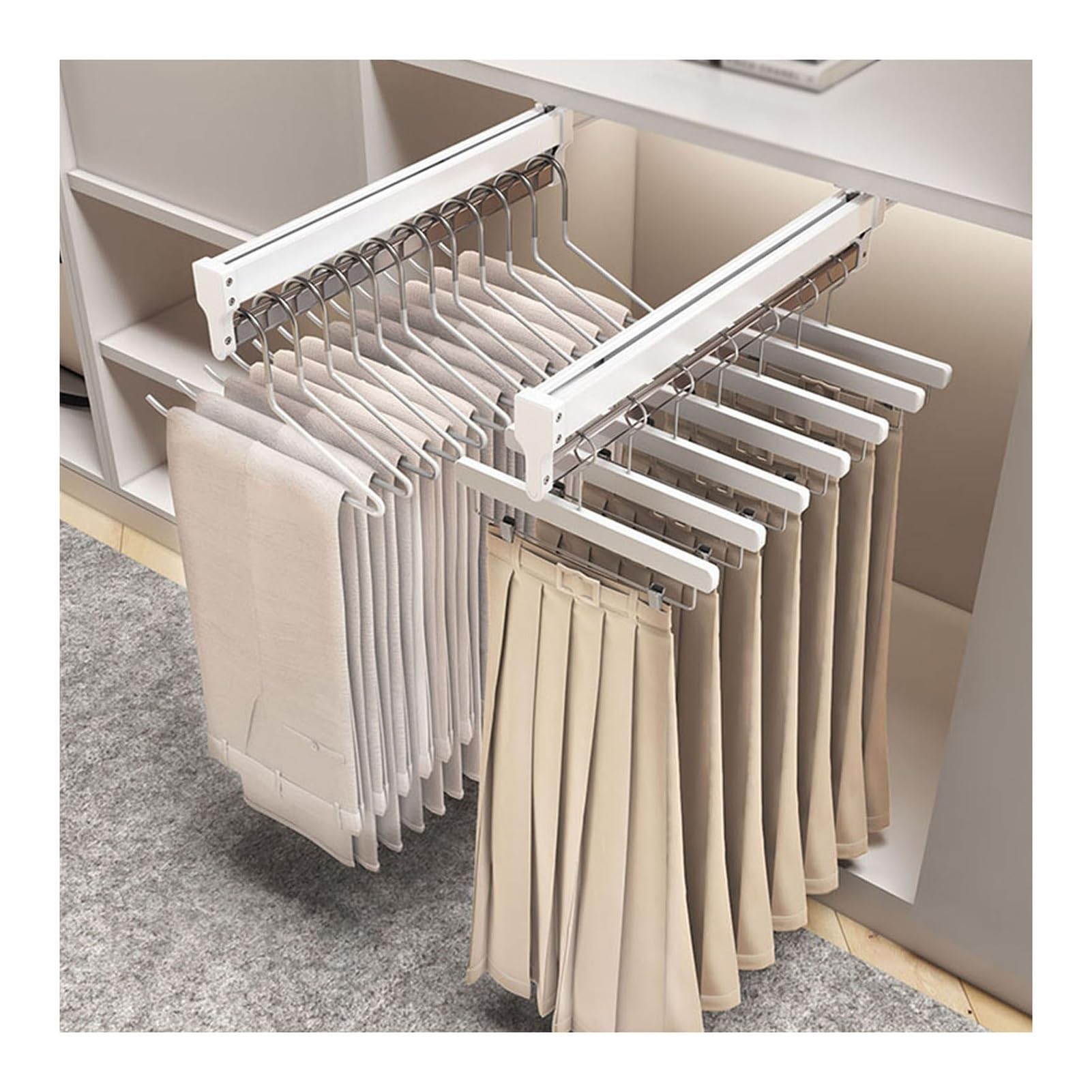 GLETSF Extendable Clothes Rail 30-60cm, Aluminum Alloy Wardrobe Rod, Heavy-Duty 25kg Capacity Hanger Rack for Closet Organization,White-45cm/17.7inch