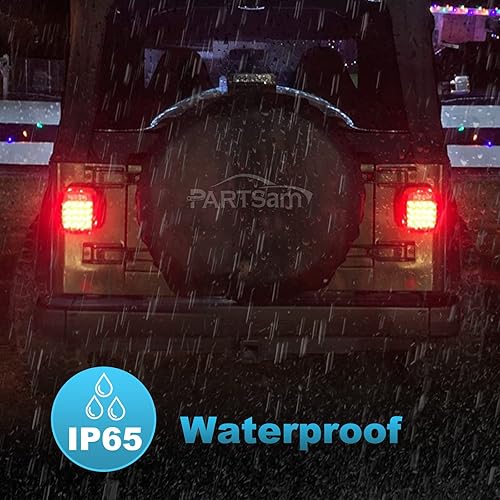 Miniatura 7 de Partsam 2 luces traseras LED, 16 LED, combinación de luces traseras de freno de freno y marcha atrás, 12-5050, rojo 4-5050, lente ahumada blanca,