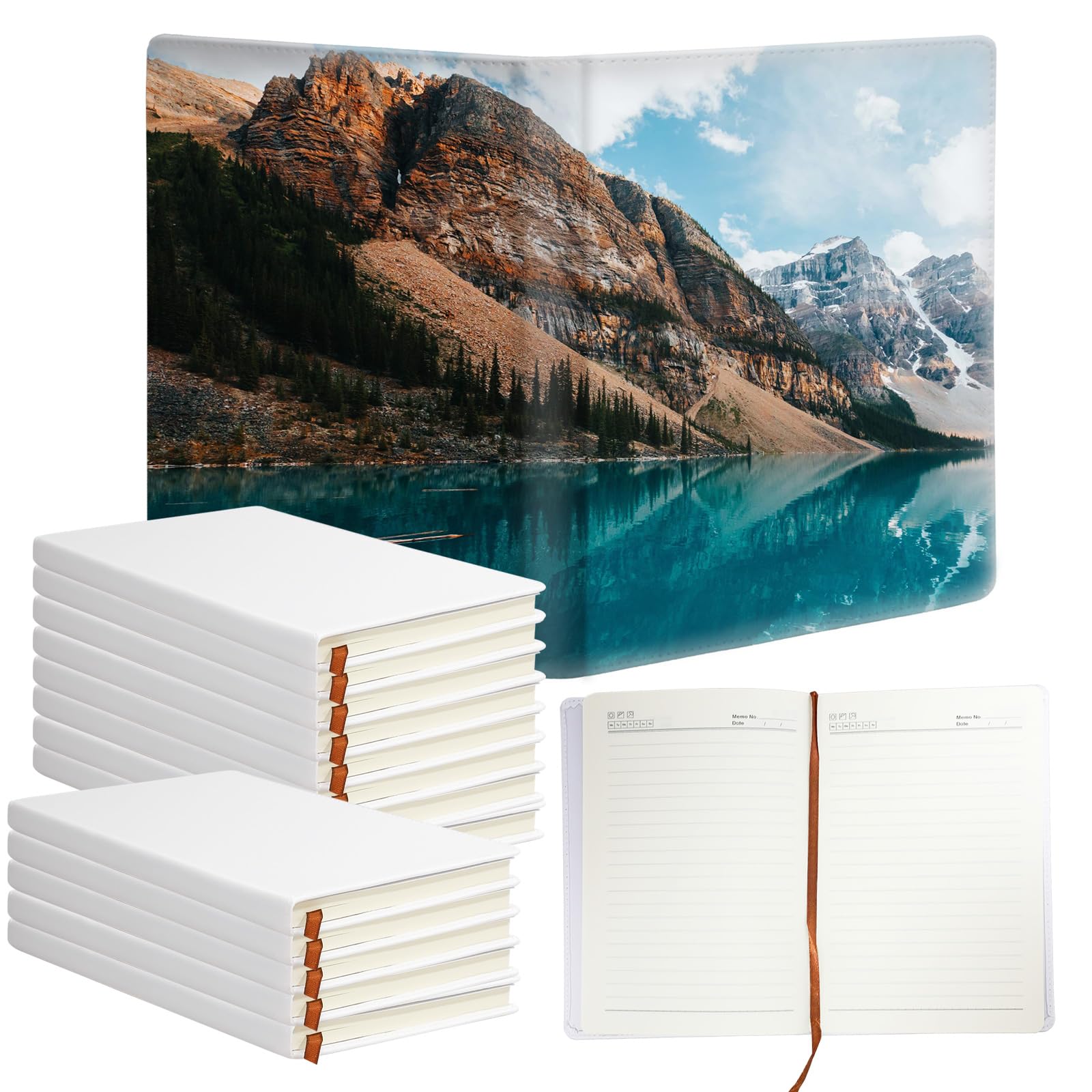 14 cuadernos de sublimación A5, 100 páginas, páginas de diario de tapa dura, cuadernos de poliuretano en blanco para escuela, oficina, tomar notas y suministros de escritura
