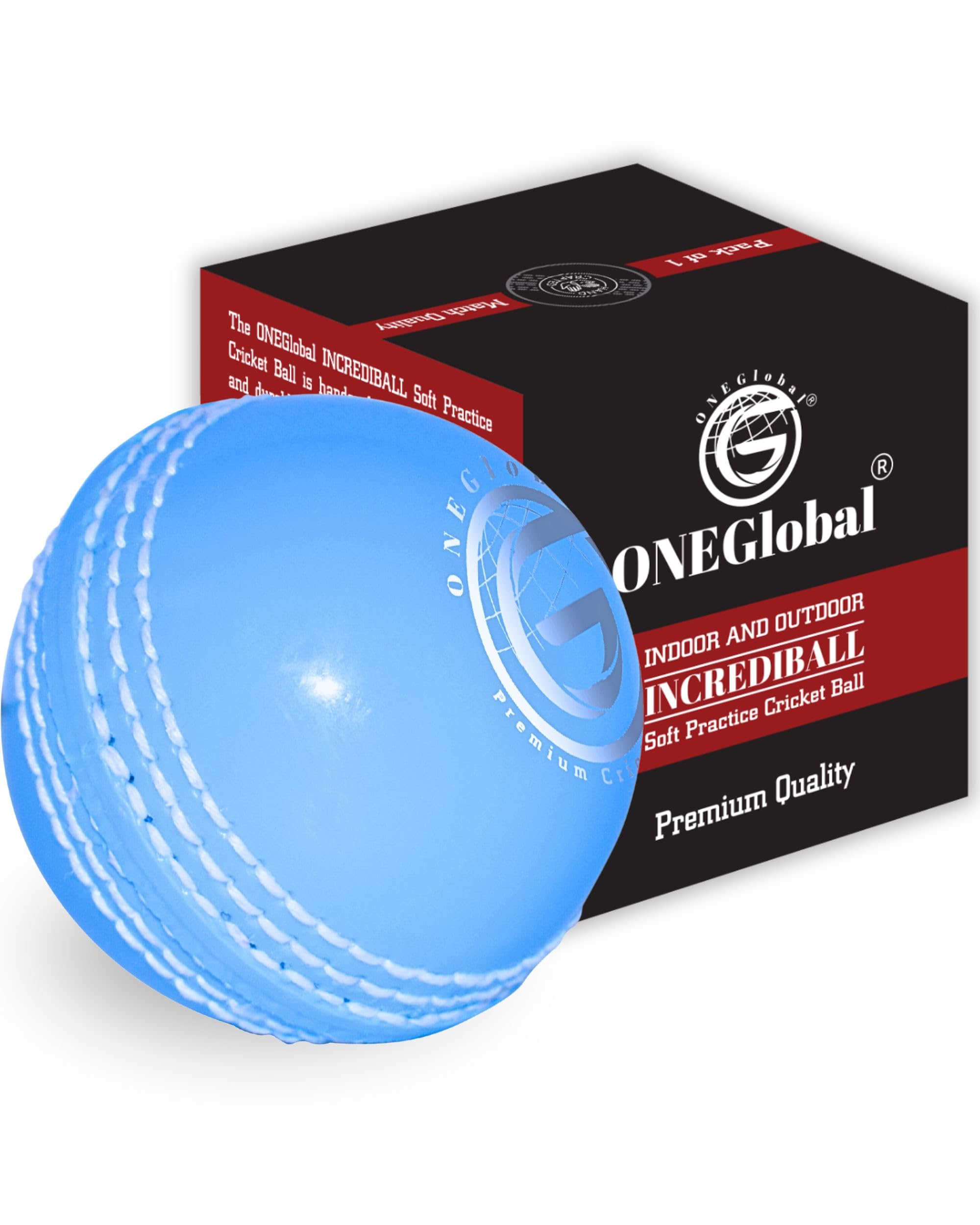 ONEGlobal Incrediball Soft Practice Cricket Ball | Outdoor & Indoor Rubber Cricket Ball With Core & Stitched Seam | For Practice, Honing Skills & Family Fun