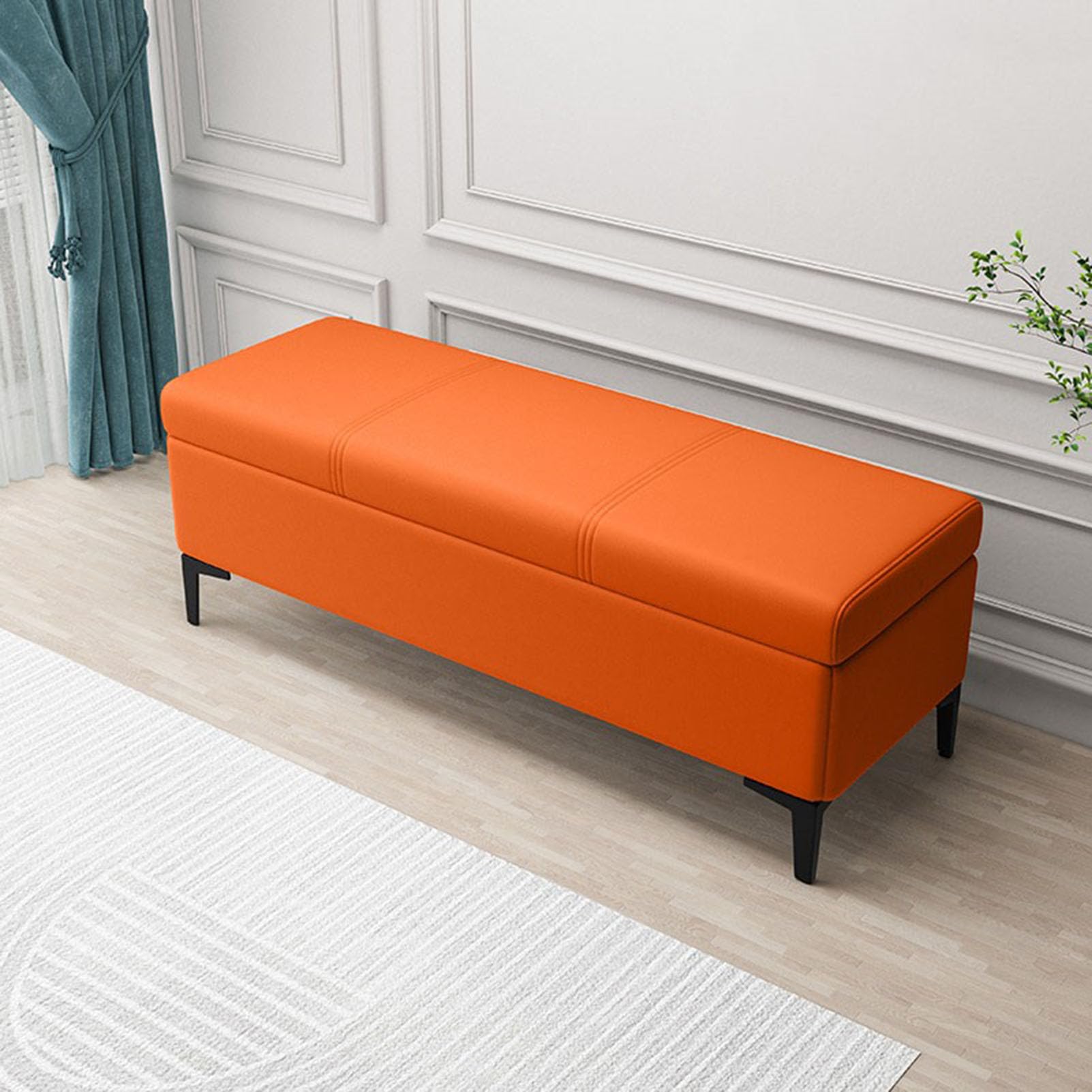 GDMDPTE Storage Ottoman Bench with Hidden Compartment Leather Padded Footstool Upholstered Seat for Blankets and Toys Footrest and Shoe Change Storage Solution.