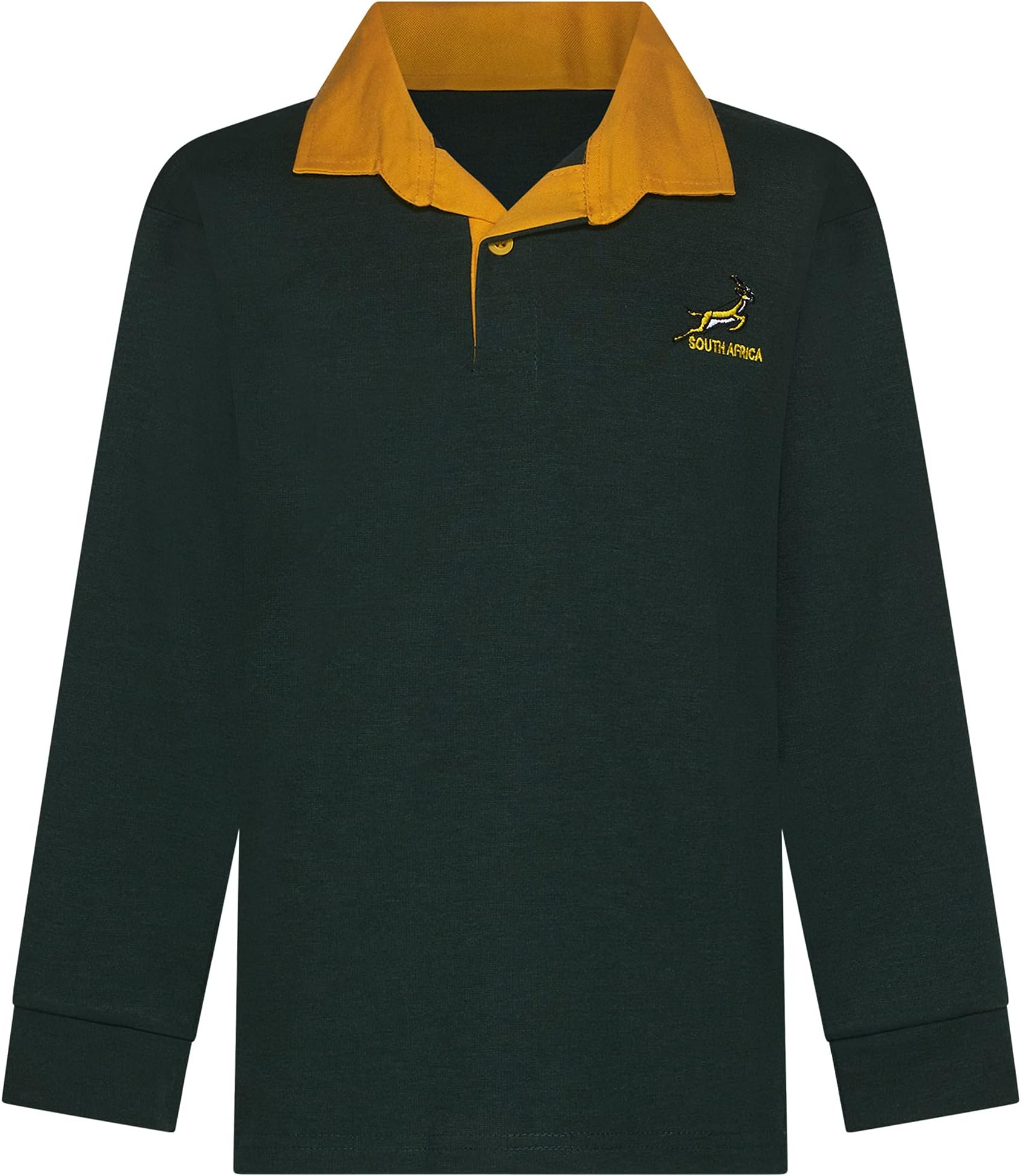 New Model UKKids Rugby Full Sleeve with Collar Shirt | South Africa Embroidered Logo | Rugby Fan Supporter Shirt | Casual Poly Cotton Shirt | Dark Green | (Size 3 yrs. to 13 yrs.)